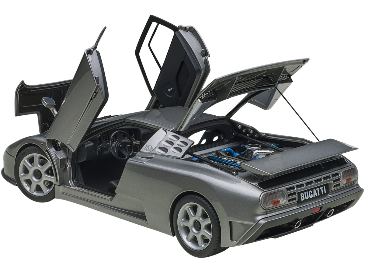 Bugatti EB110 SS Super Sport Grigio Metalizzatto Silver Metallic with Silver Wheels 1/18 Model Car