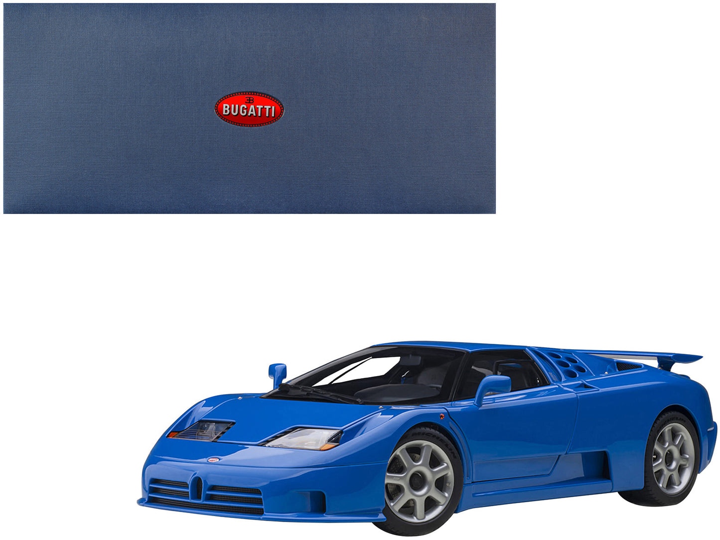 Bugatti EB110 SS Super Sport French Racing Blue with Silver Wheels 1/18 Model Car