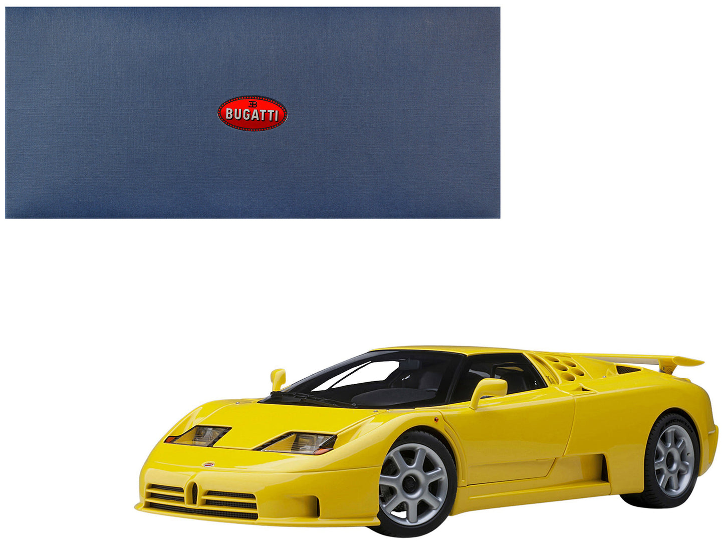 Bugatti EB110 SS Super Sport Giallo Bugatti Yellow with Silver Wheels 1/18 Model Car