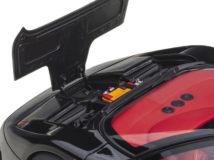 Bugatti EB110 SS Super Sport Nero Vernice Black with Red Interior and Silver Wheels 1/18 Model Car