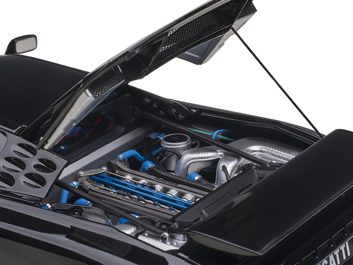 Bugatti EB110 SS Super Sport Nero Vernice Black with Red Interior and Silver Wheels 1/18 Model Car
