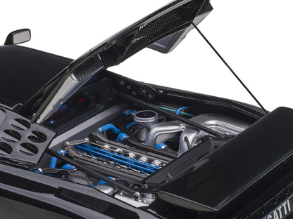 Bugatti EB110 SS Super Sport Nero Vernice Black with Red Interior and Silver Wheels 1/18 Model Car