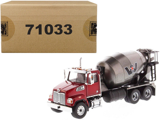 Western Star 4700 SF Concrete Mixer Truck Metallic Red with Gray Body 1/50 Diecast Model