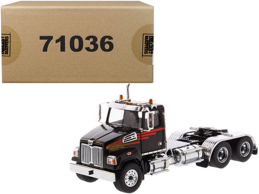 Western Star 4700 SF Tandem Day Cab Tractor Metallic Black 1/50 Diecast Model