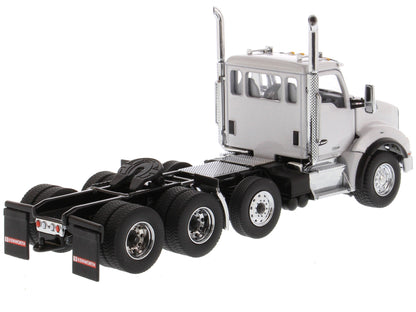 Kenworth T880 SBFA Day Cab Pusher-Axle Tandem Truck Tractor White Metallic 1/50 Diecast Model