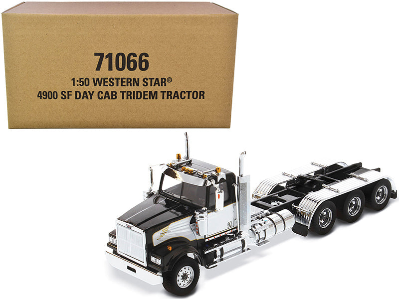 Western Star 4900 SF Tridem Day Cab Truck Tractor Black "Transport Series" 1/50 Diecast Model