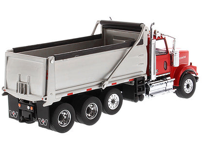 Western Star 4900 SF Dump Truck Red and Silver 1/50 Diecast Model