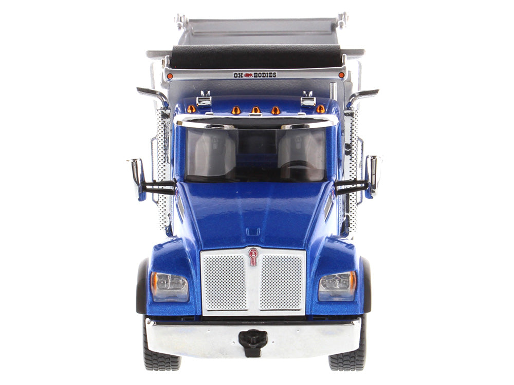 Kenworth T880S SFFA Tandem Axle with Pusher Axle OX Stampede Dump Truck Blue and Chrome "Transport Series" 1/50 Diecast Model