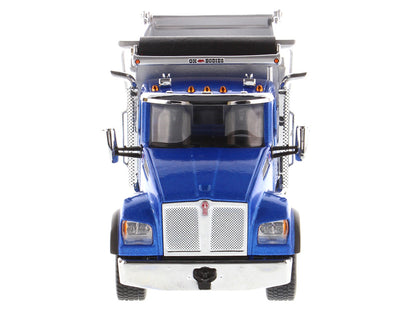 Kenworth T880S SFFA Tandem Axle with Pusher Axle OX Stampede Dump Truck Blue and Chrome "Transport Series" 1/50 Diecast Model
