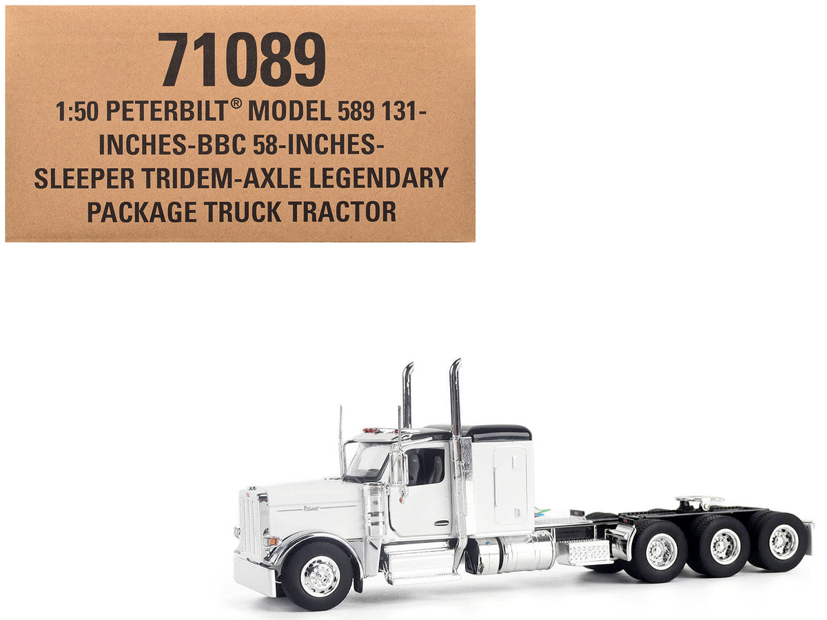Peterbilt 589 Legendary Package Truck Tractor with 58" Sleeper White with Black Top "Transport Series" 1/50 Diecast Model