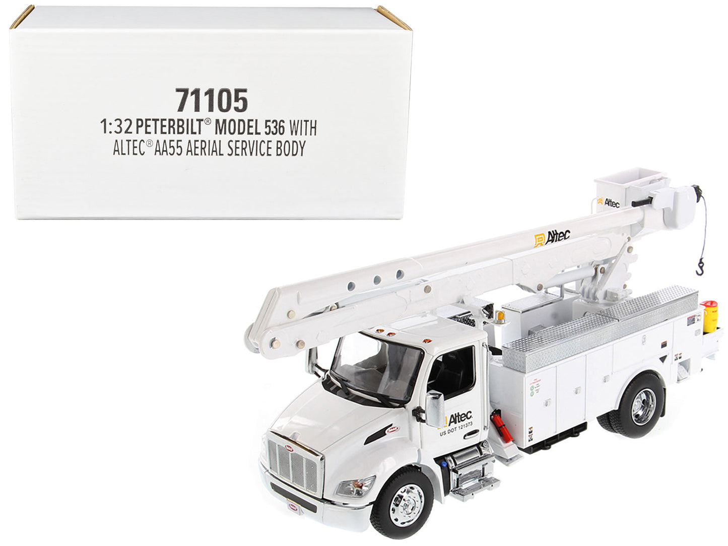Peterbilt 536 Truck with Altec AA55 Aerial Service Body White "Transport Series" 1/32 Diecast Model