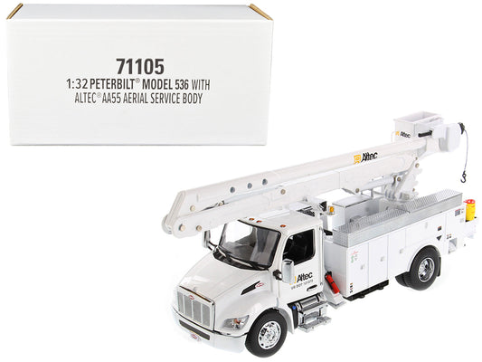 Peterbilt 536 Truck with Altec AA55 Aerial Service Body White "Transport Series" 1/32 Diecast Model