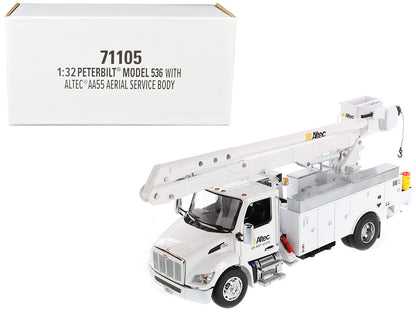 Peterbilt 536 Truck with Altec AA55 Aerial Service Body White "Transport Series" 1/32 Diecast Model