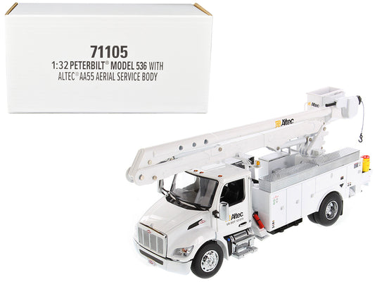 Peterbilt 536 Truck with Altec AA55 Aerial Service Body White "Transport Series" 1/32 Diecast Model