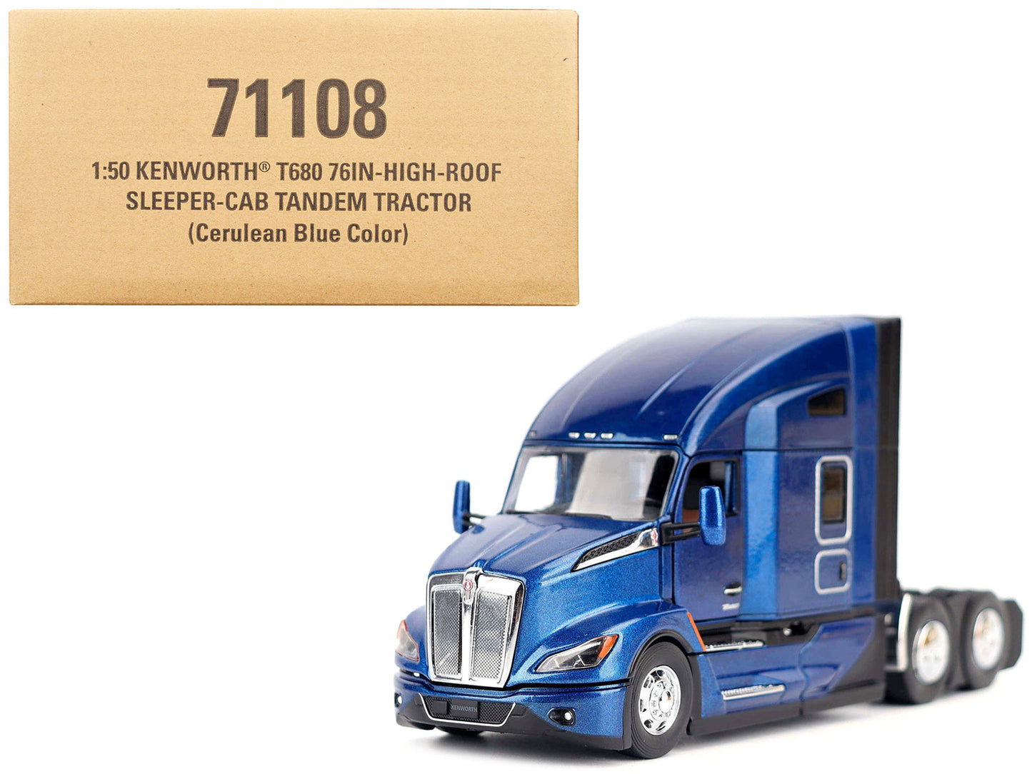 Kenworth T680 Truck Tractor Deep Cerulean Blue Metallic "Transport Series" 1/50 Diecast Model