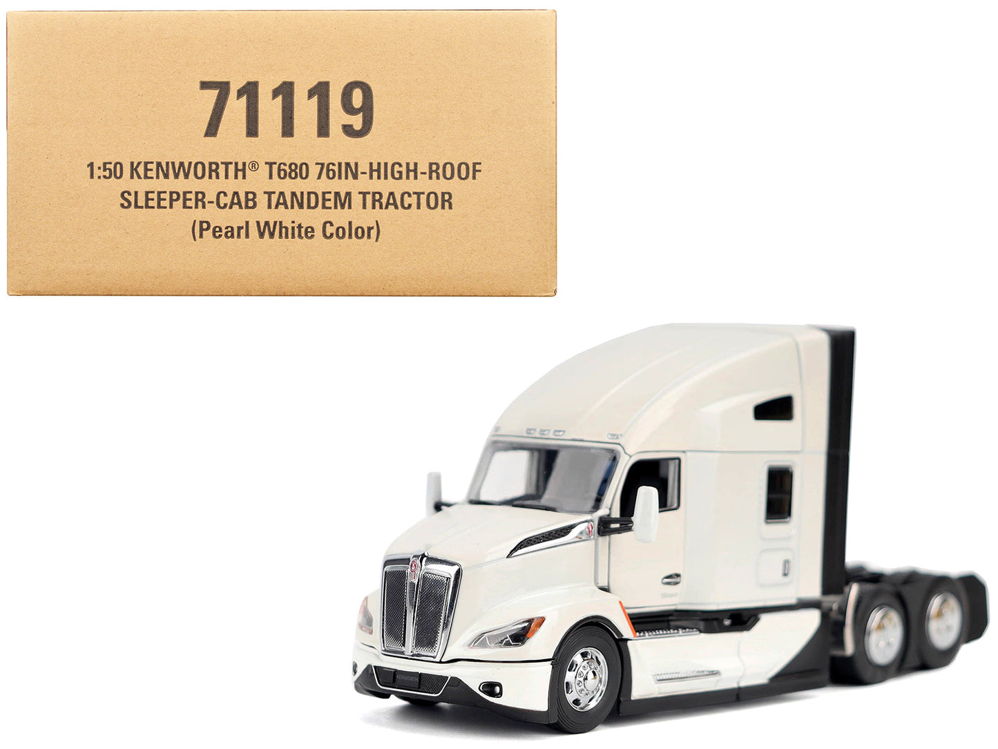 Kenworth T680 Truck Tractor Pearl White "Transport Series" 1/50 Diecast Model