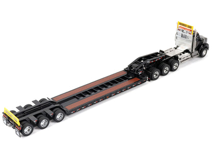Kenworth T880 SBFA Tridem Truck with Trail King HDG Lowboy Trailer Black "Transport Series" 1/50 Diecast Model