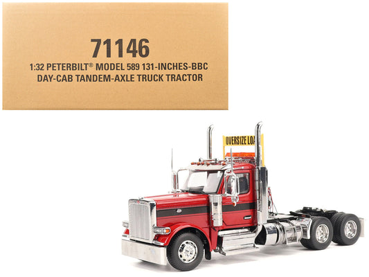 Peterbilt 589 Tandem-Axle Truck Tractor with Day Cab Legendary Red "Transport Series" 1/32 Diecast Model