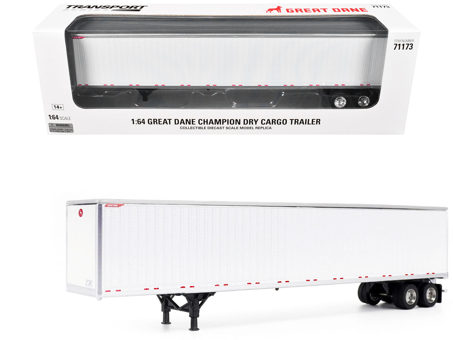 Great Dane Champion 53ft Dry Cargo Trailer White "Transport Series" 1/64 Diecast Model
