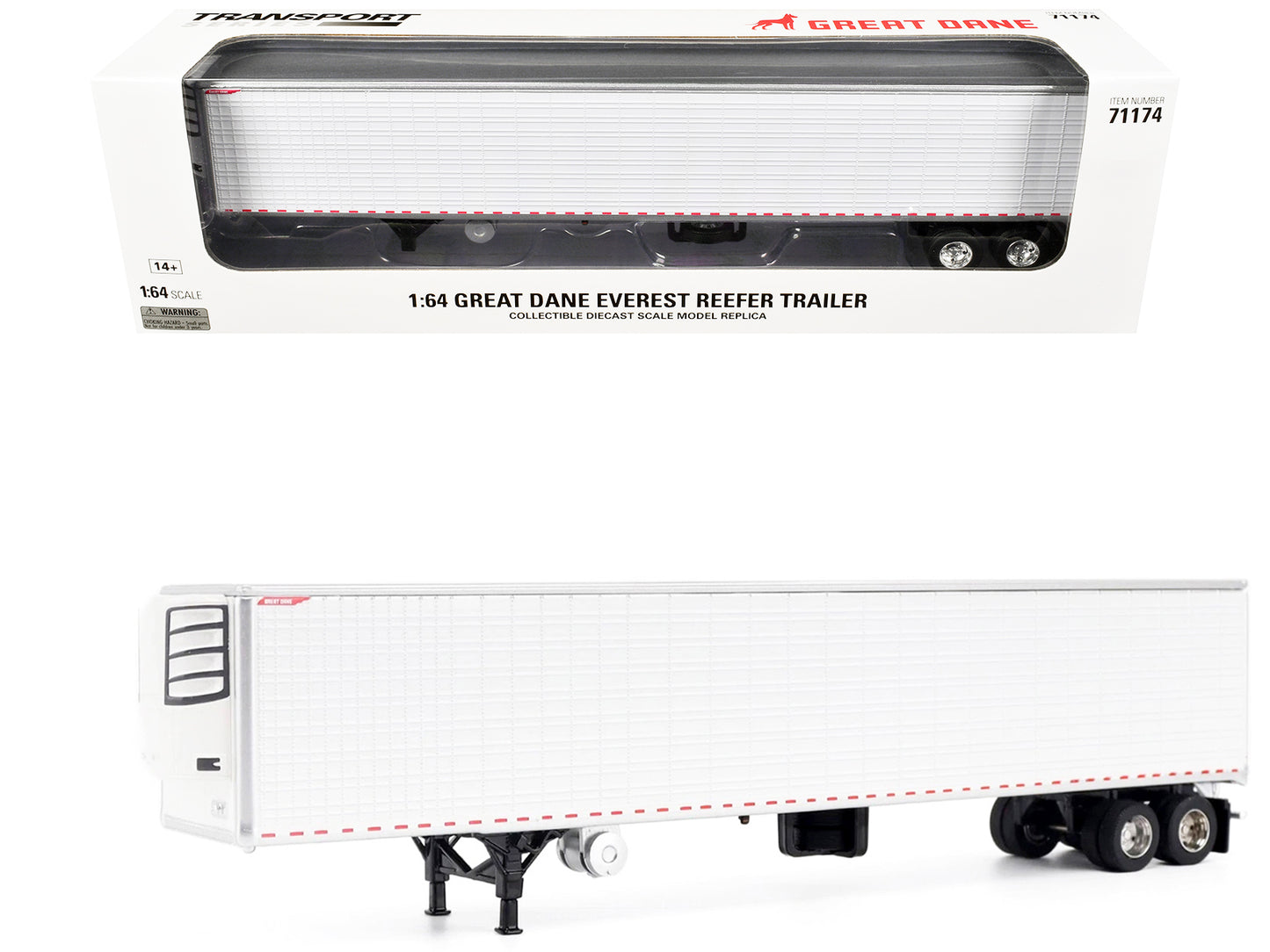 Great Dane Everest 53ft Refridgerated Trailer White "Transport Series" 1/64 Diecast Model
