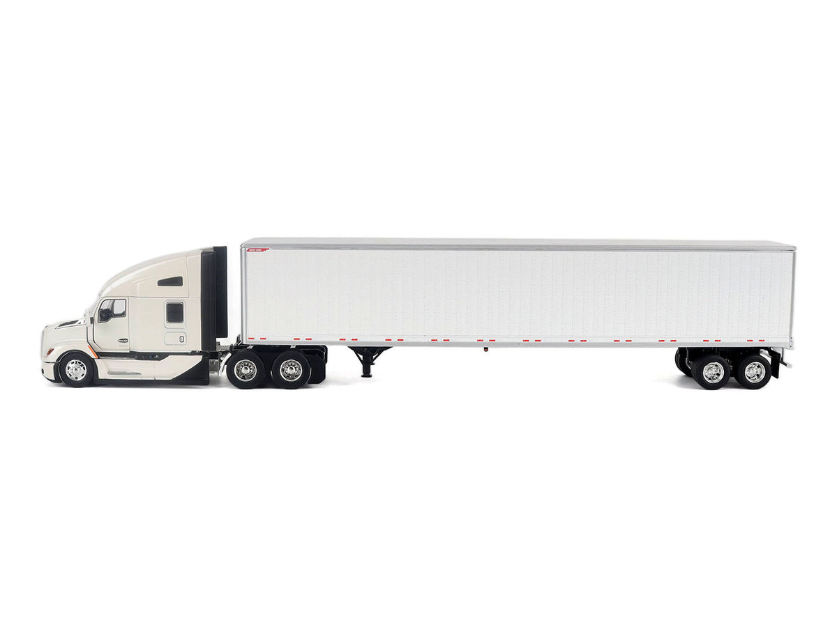 Kenworth T680 Next-Gen 76" High-Roof Sleeper Tandem Tractor White with Great Dane Champion 53ft Dry Cargo Trailer "Transport Series" 1/50 Diecast Model