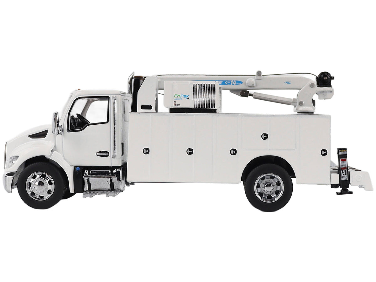Kenworth T380 Auto-Crane Titan 85-Body HC14-Crane Work Truck with Miller EnPak White "Transport Series" 1/50 Diecast Model