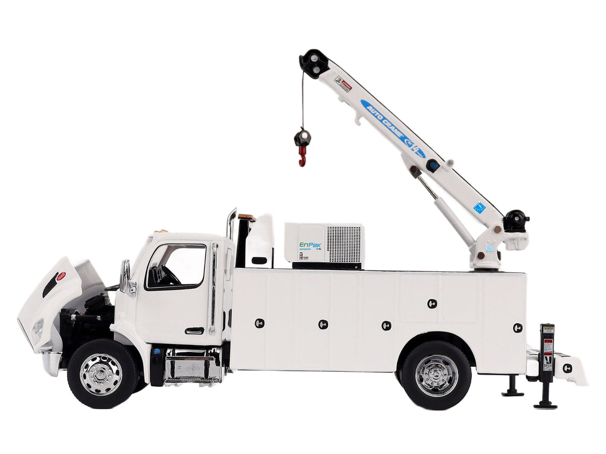 Peterbilt 536 Auto-Crane Titan85-Body HC14-Crane Work Truck with Miller EnPak White "Transport Series" 1/50 Diecast Model