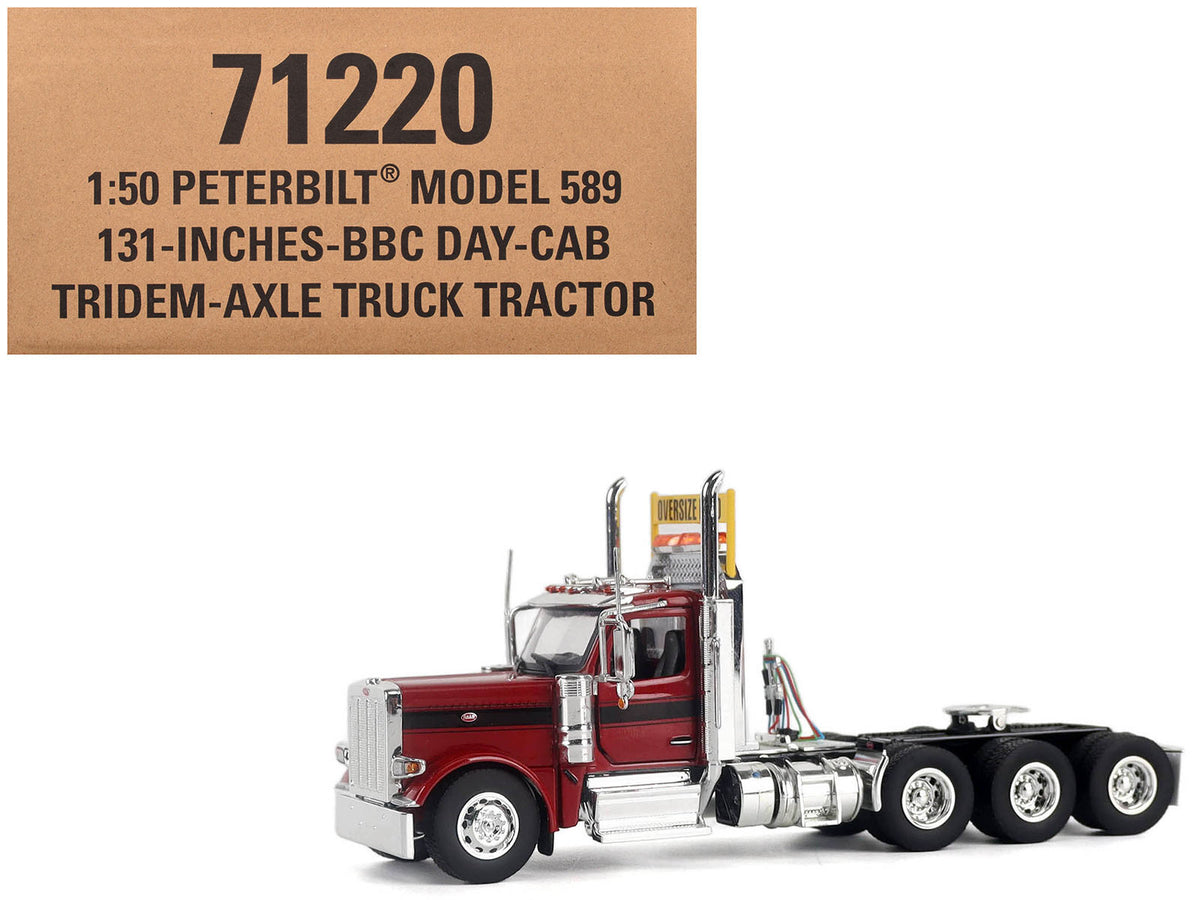 Peterbilt 589 Truck Tractor with Day Cab Legendary Red "Transport Series" 1/50 Diecast Model