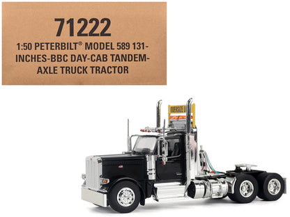 Peterbilt 589 Truck Tractor with Day Cab Black "Transport Series" 1/50 Diecast Model