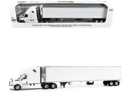 2025 Freightliner Cascadia Gen-5 Truck Tractor with Sleeper and Great Dane Champion 53ft Refrigerated Trailer Winter White "Transport Series" 1/64 Diecast Model