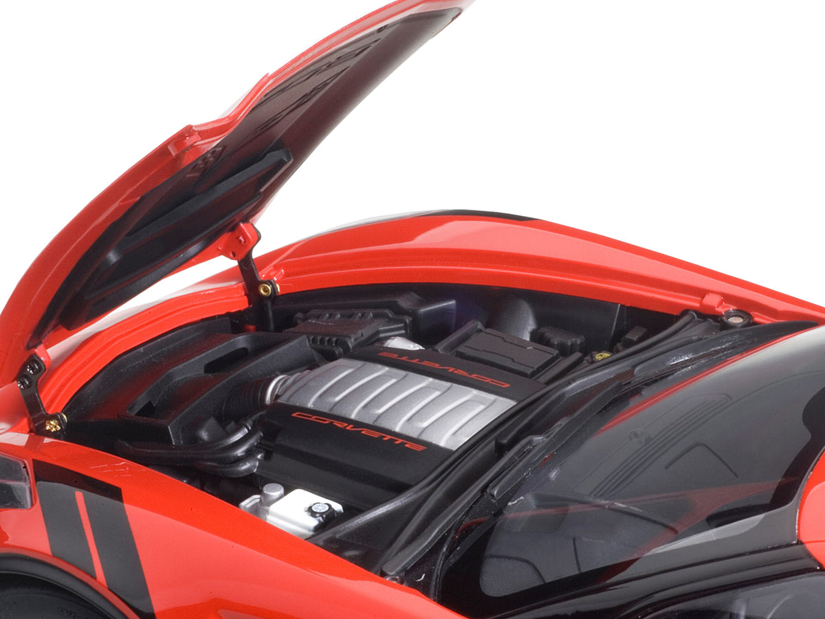 2017 Chevrolet Corvette C7 Grand Sport Red with White Stripe and Black Fender Hash Marks 1/18 Model Car