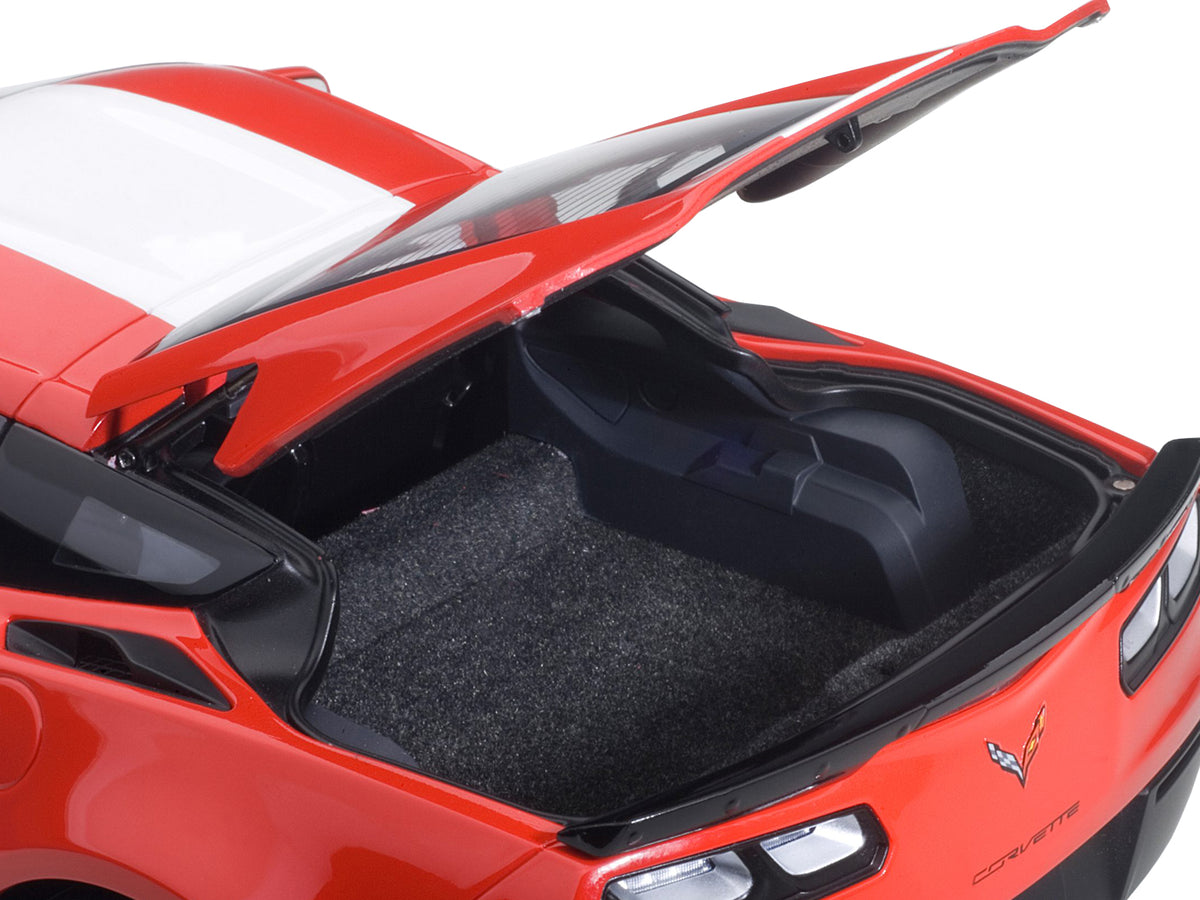 2017 Chevrolet Corvette C7 Grand Sport Red with White Stripe and Black Fender Hash Marks 1/18 Model Car