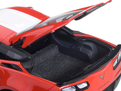 2017 Chevrolet Corvette C7 Grand Sport Red with White Stripe and Black Fender Hash Marks 1/18 Model Car