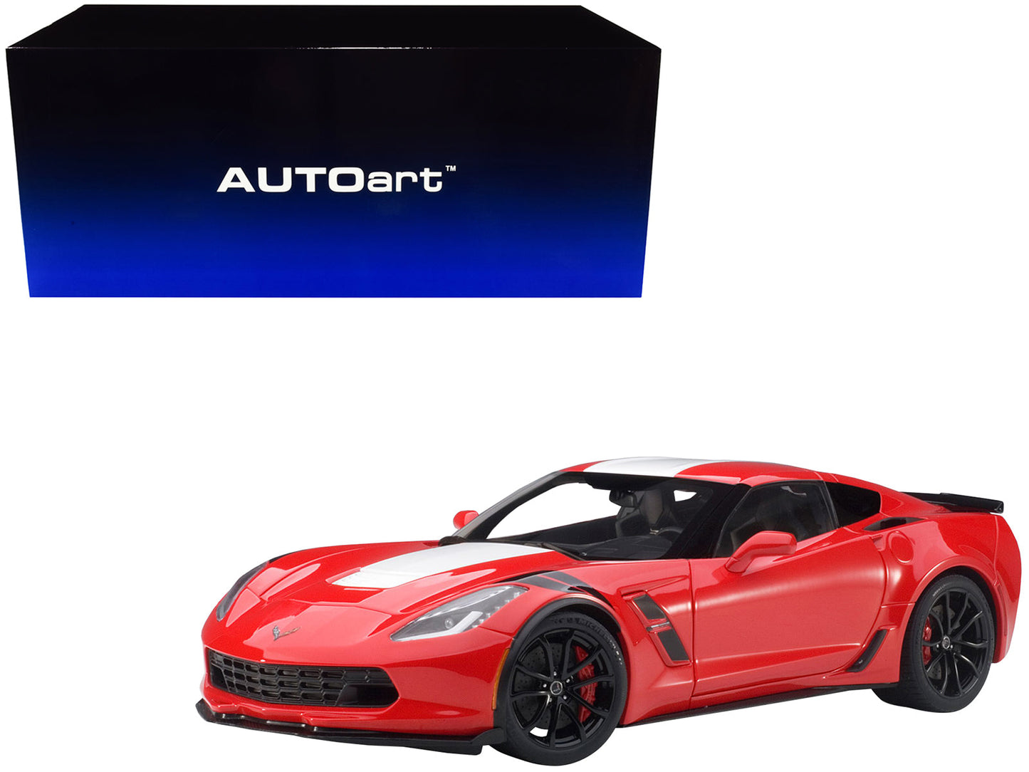 2017 Chevrolet Corvette C7 Grand Sport Red with White Stripe and Black Fender Hash Marks 1/18 Model Car