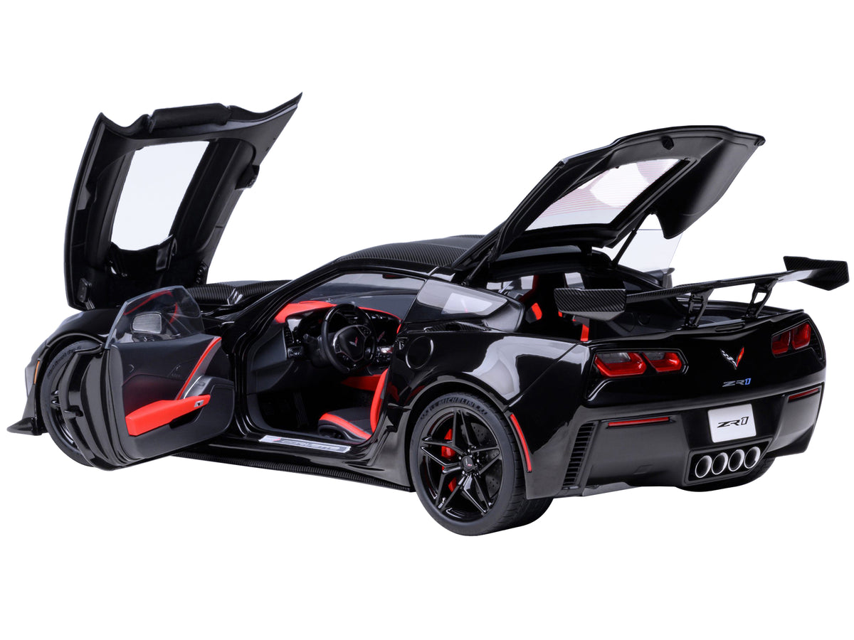 2019 Chevrolet Corvette C7 ZR1 Black with Carbon Top 1/18 Model Car