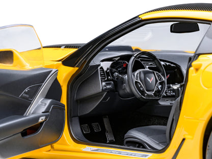 2019 Chevrolet Corvette C7 ZR1 Corvette Racing Yellow Tintcoat with Carbon Top 1/18 Model Car
