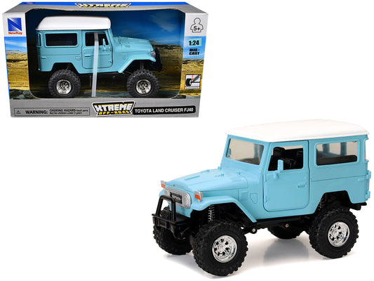Toyota Land Cruiser FJ40 Light Blue with White Top "Xtreme Off-Road" Series 1/24 Diecast Model