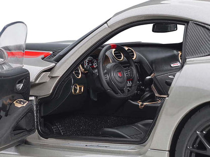 2017 Dodge Viper ACR Billet Silver Metallic with Black and Red Stripes 1/18 Model Car