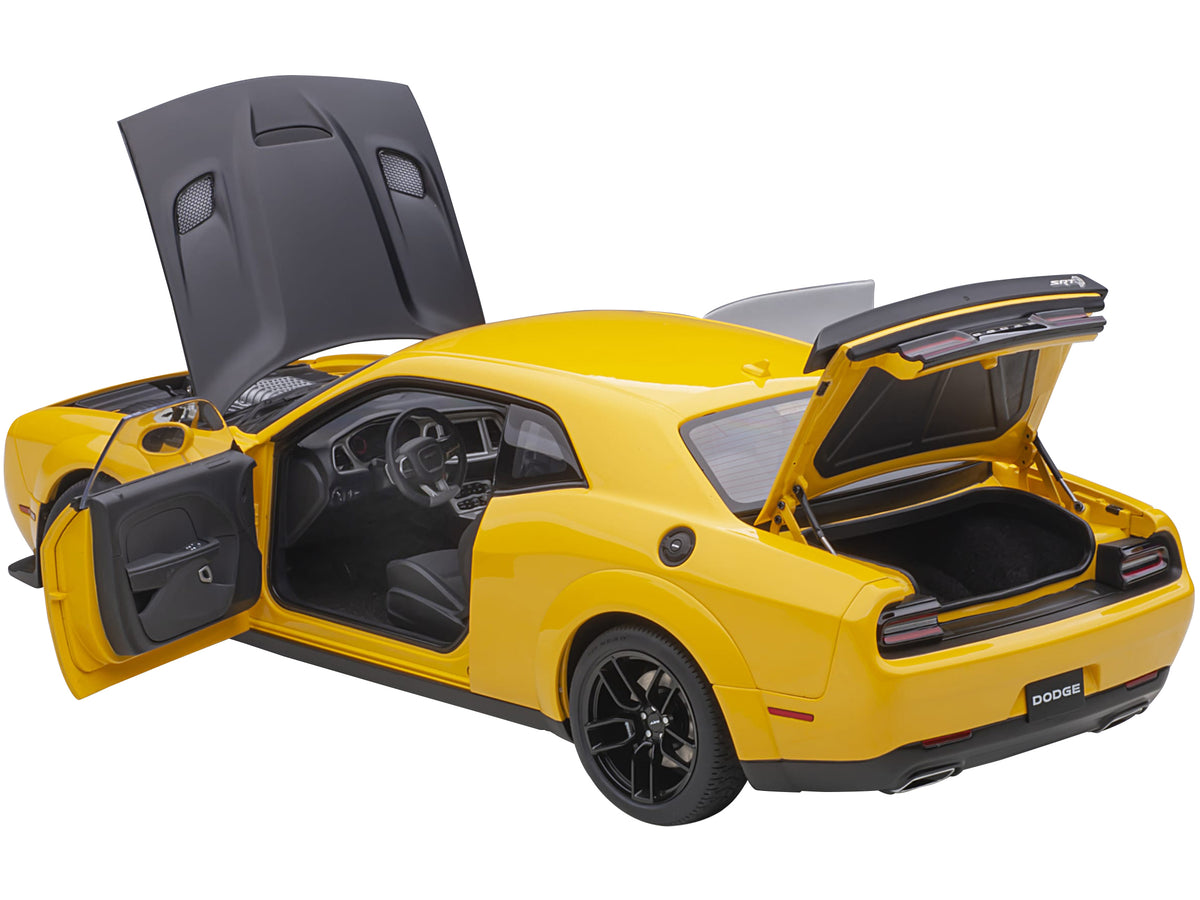 Dodge Challenger SRT Hellcat Widebody Yellow Jacket with Satin Black Hood 1/18 Model Car