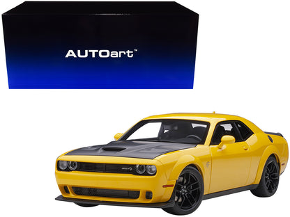 Dodge Challenger SRT Hellcat Widebody Yellow Jacket with Satin Black Hood 1/18 Model Car