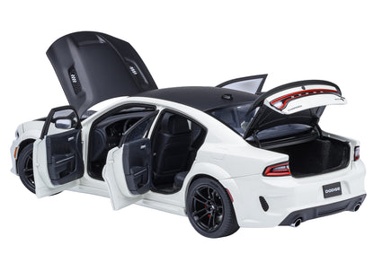 Dodge Charger SRT Hellcat Redeye Knuckle White with Matt Black Hood and Top 1/18 Model Car