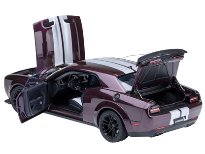 2022 Dodge Challenger SRT Jailbreak Hellraisin Purple with White Stripes 1/18 Model Car