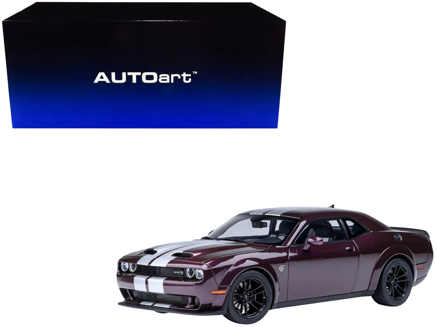2022 Dodge Challenger SRT Jailbreak Hellraisin Purple with White Stripes 1/18 Model Car