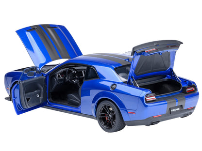 2022 Dodge Challenger SRT Jailbreak Indigo Blue Metallic with Carbon Stripes 1/18 Model Car