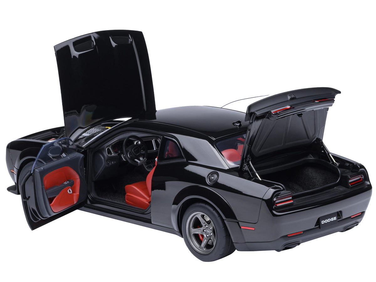 2023 Dodge Challenger SRT Super Stock Pitch Black with Red Interior 1/18 Model Car
