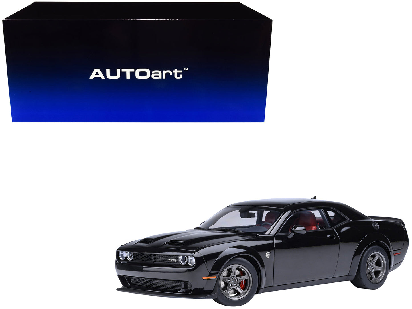 2023 Dodge Challenger SRT Super Stock Pitch Black with Red Interior 1/18 Model Car