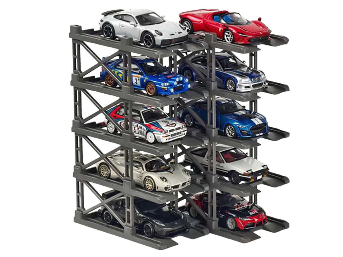 Modular Diecast 3D Parking Rack Display Stand Set of 10 Racks for 1/64 Scale Model Cars