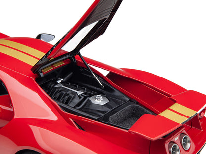 Ford GT Heritage Edition #16 "Alan Mann" Red Metallic with Gold Stripes 1/18 Model Car
