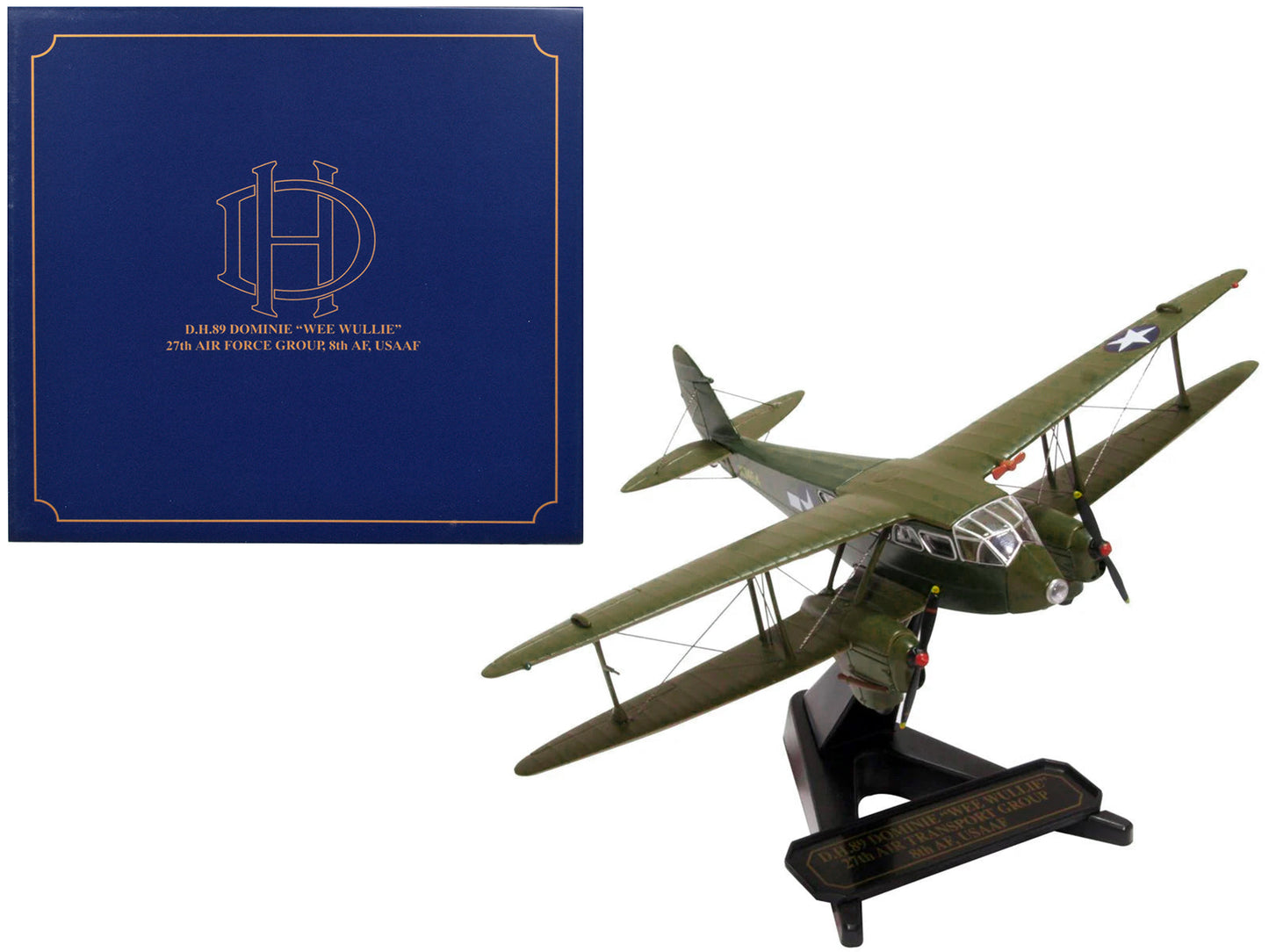 De Havilland D.H.89 Dominie Dragon Rapide Aircraft "Wee Wullie" "27th Air Force Group 8th AF USAAF" 1/72 Diecast Model Airplane
