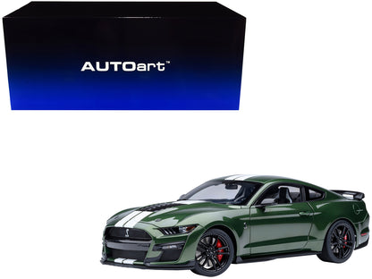 Ford Mustang Shelby GT500 Eruption Green Metallic with White Stripes 1/18 Model Car